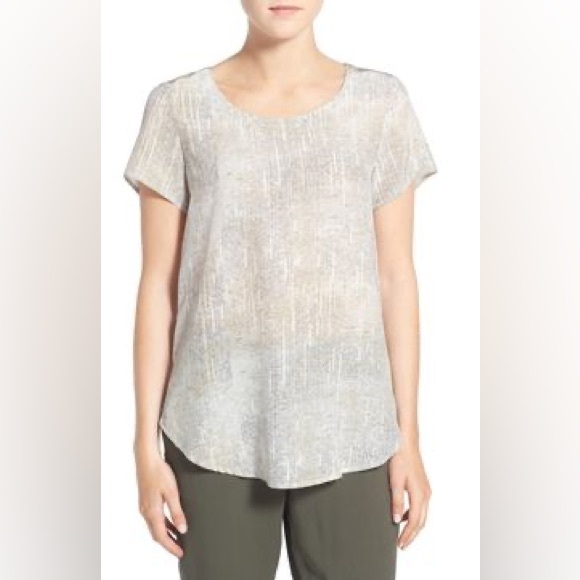 Eileen Fisher Tops - Eileen‎ Fisher Metaphor Printed Silk Ballet Neck Workwear Blouse Top Size Medium
